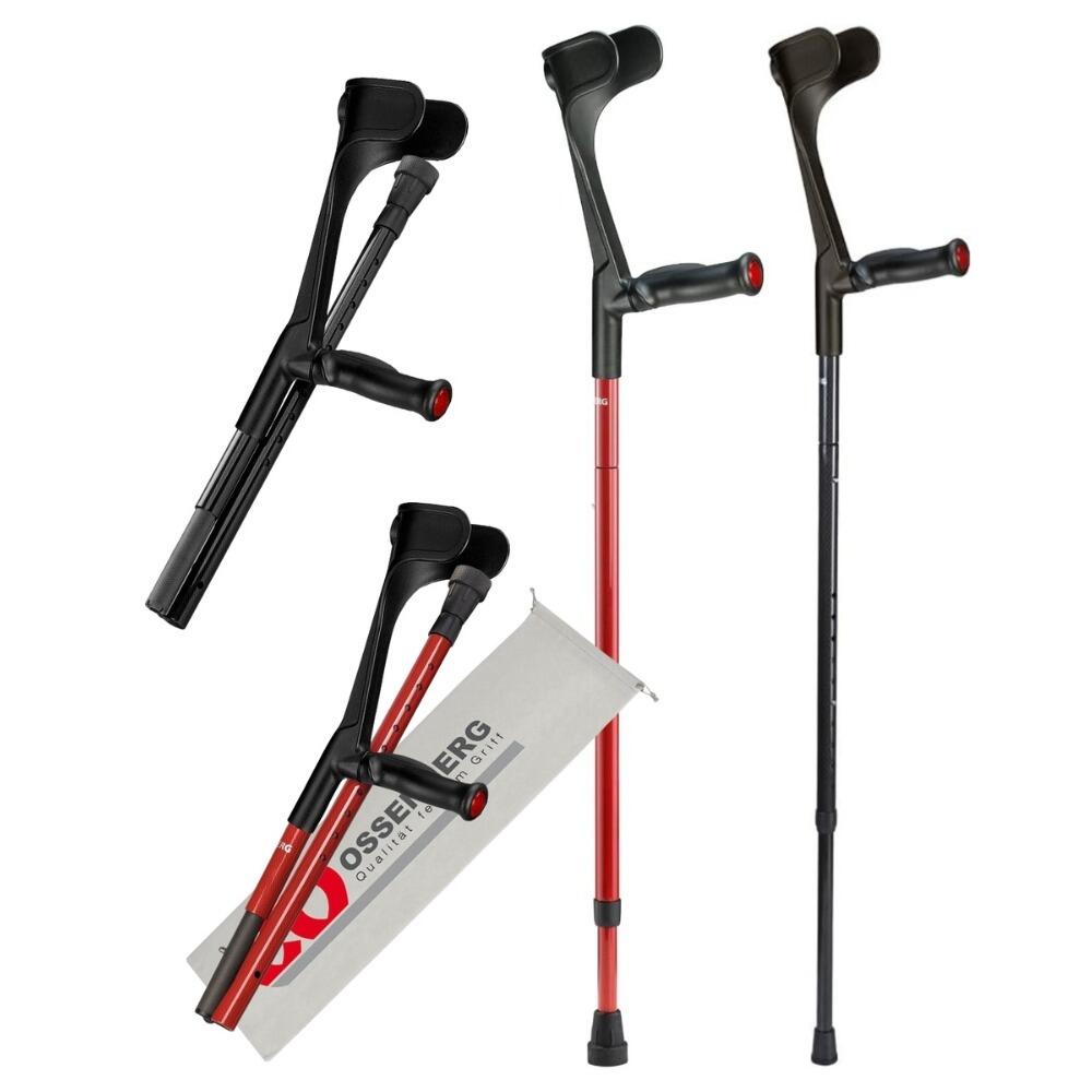 Ossenberg Premium Carbon Fibre Folding Comfort Grip Crutches VAT