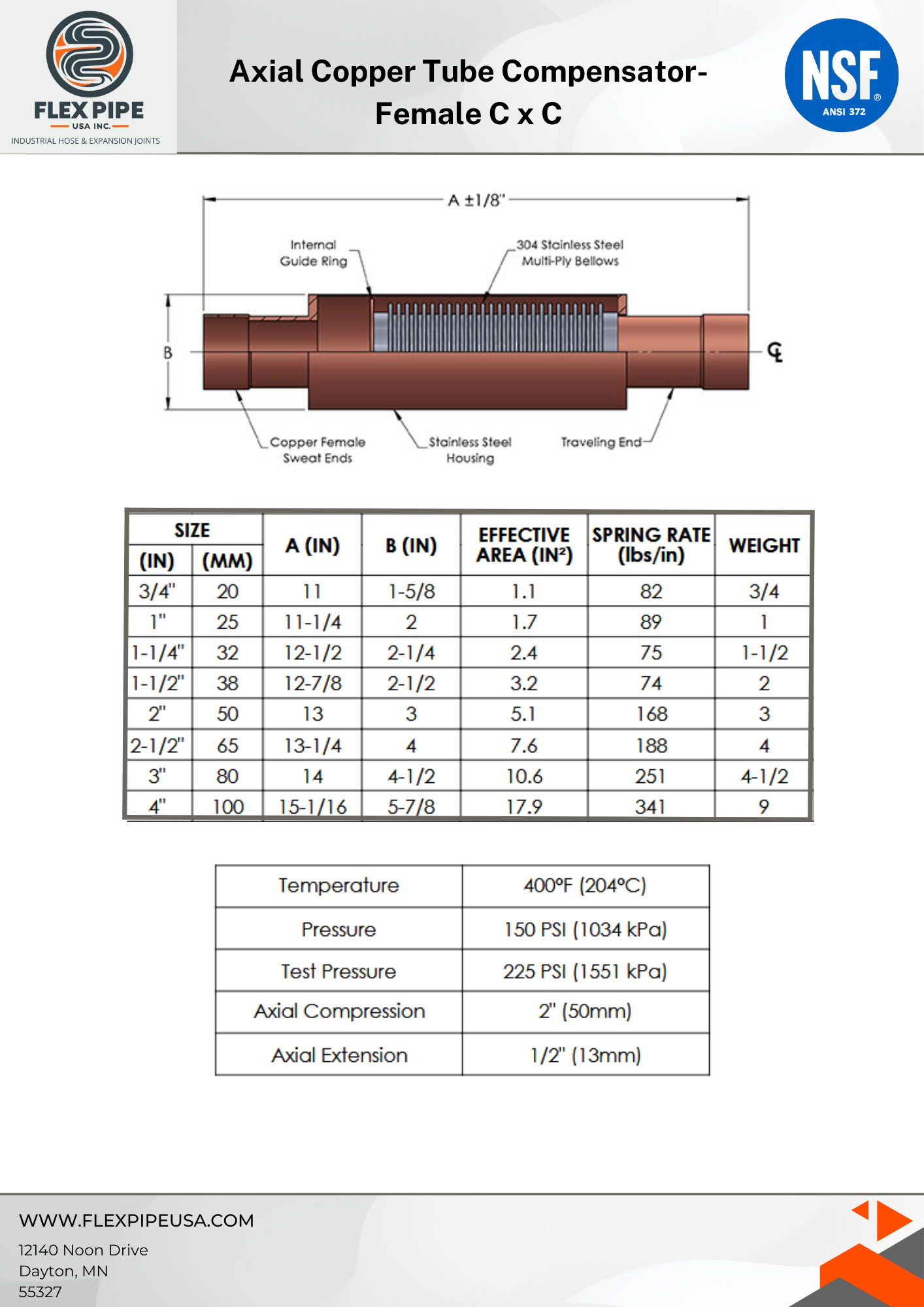 Copper Compensator Pipe Specification