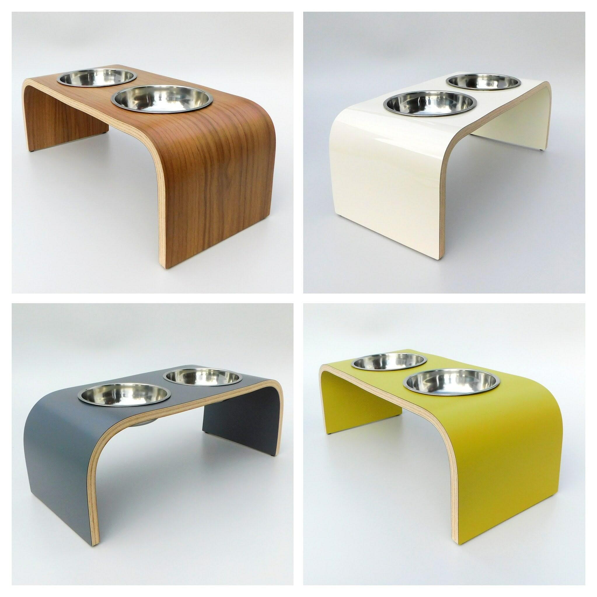 Dog Bowls with Stand with two bowls for dogs and cats handcrafted in the UK to your dogs height