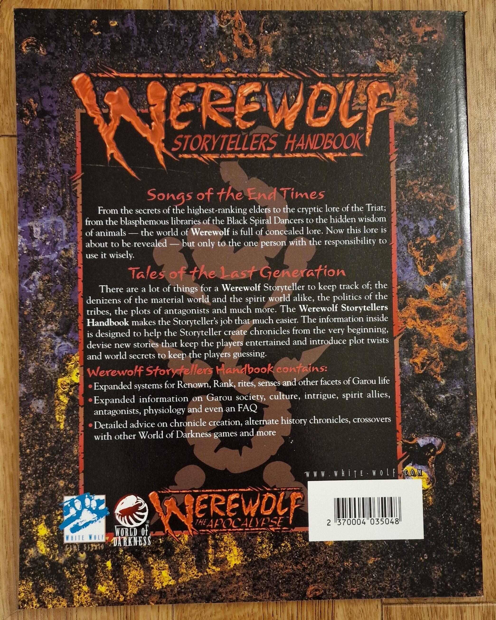 Werewolf Storytellers Handbook Revised Print on Demand by White Wolf