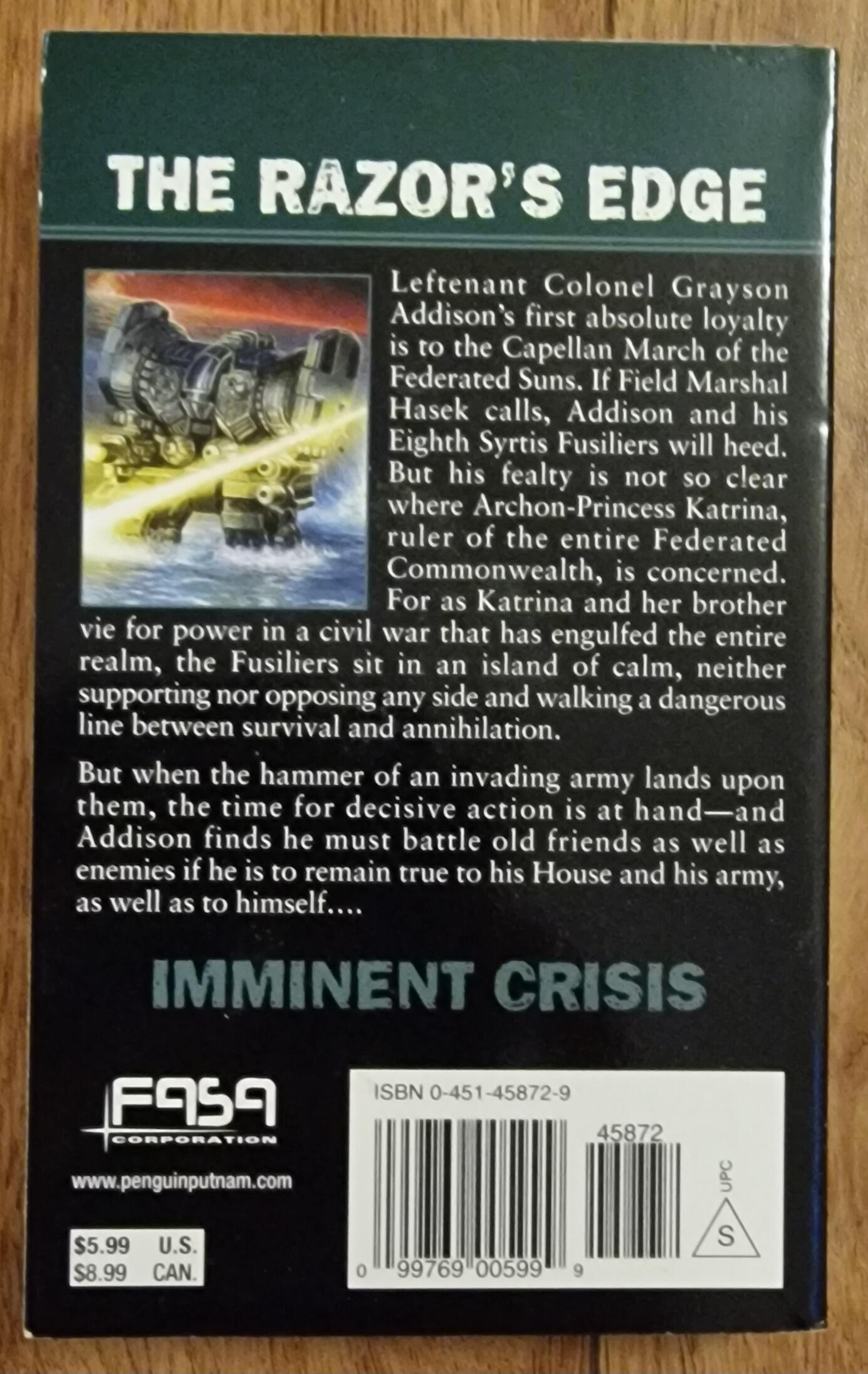 Imminent Crisis a Battletech Mechwarrior Book Novel by Randall N Bills