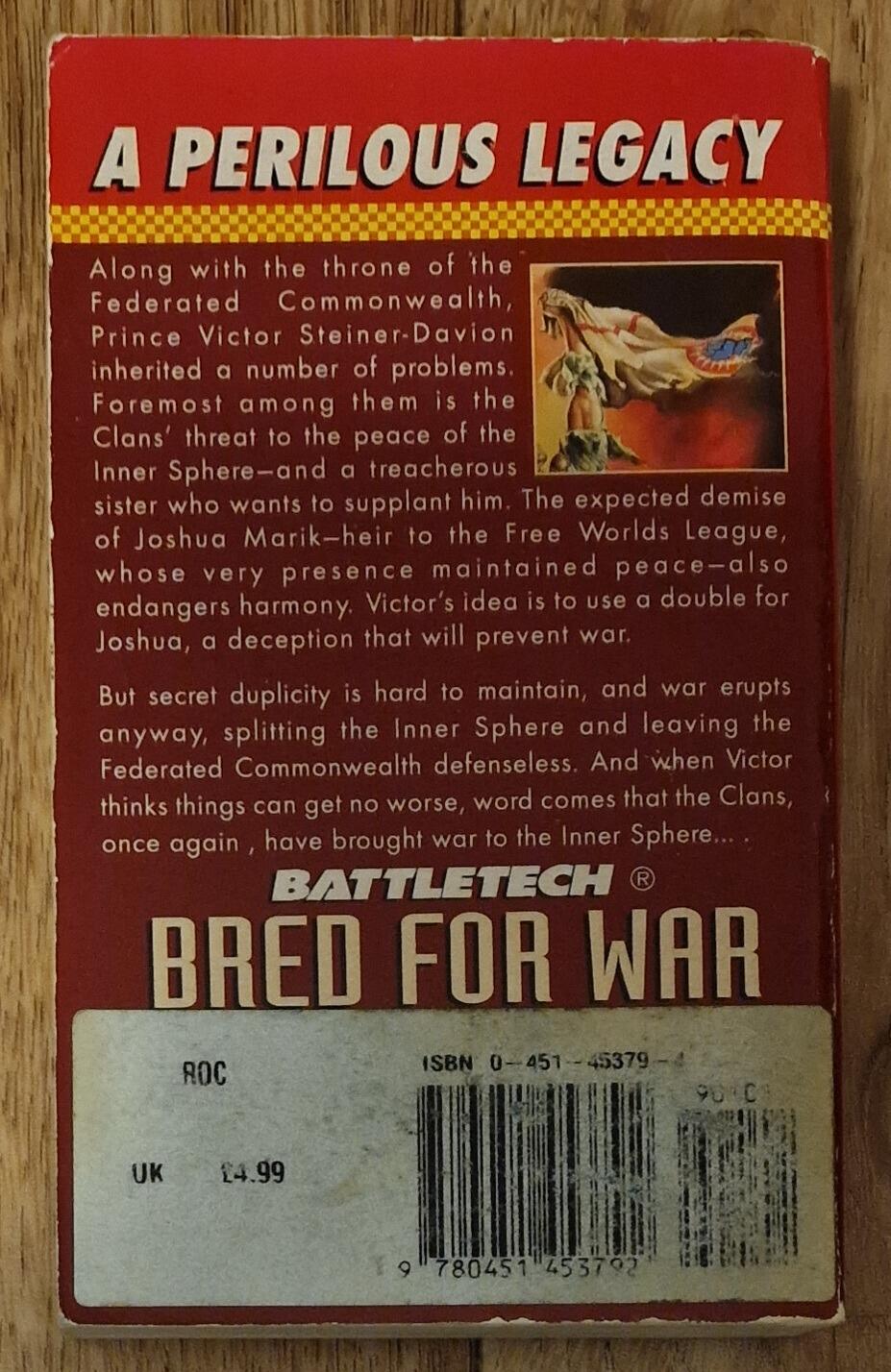 Bred for War a Battletech Mechwarrior Book Novel by Michael Stackpole