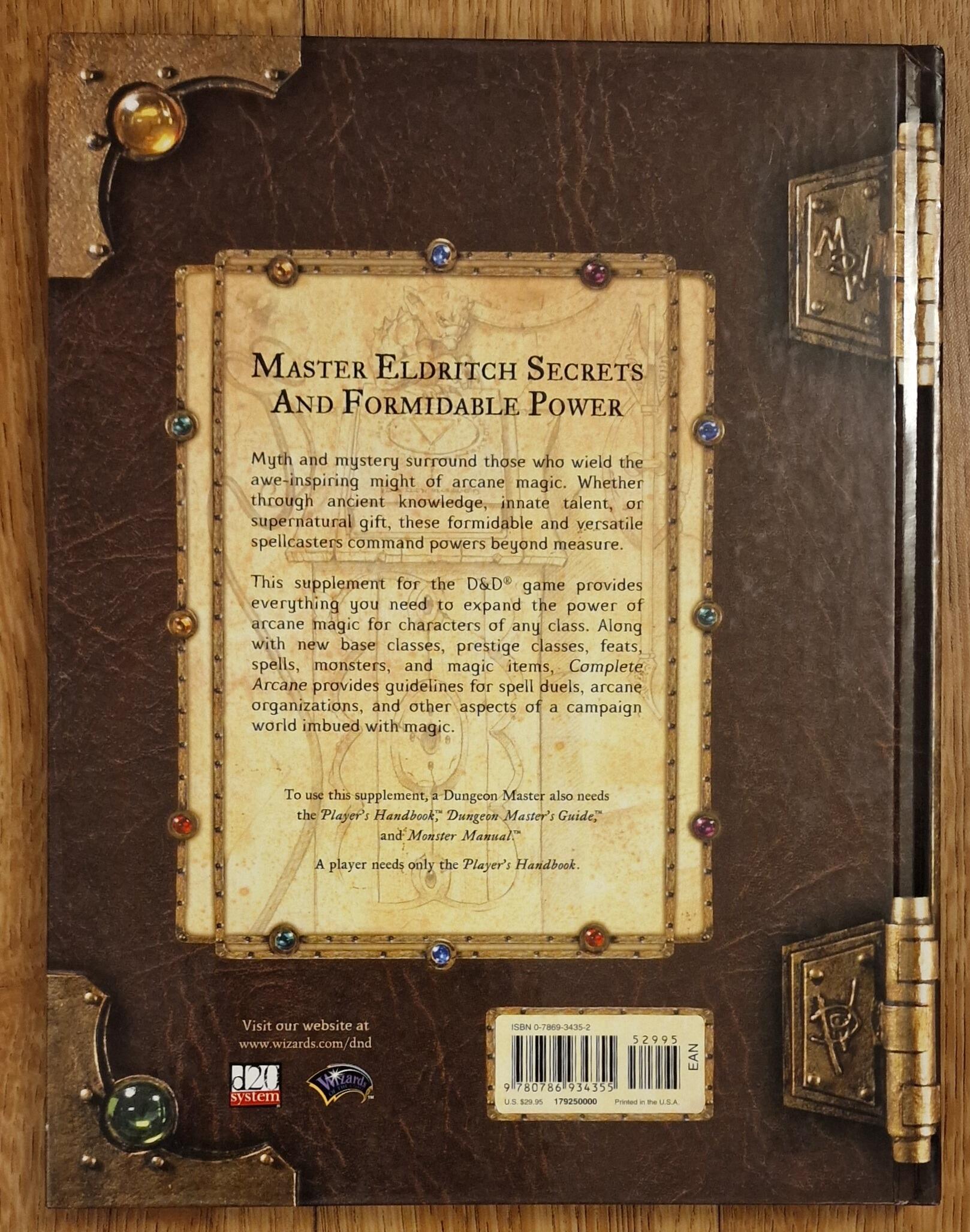 Complete Arcane for D&D 3.5 Dungeons & Dragons 1st Printing D20 02 01