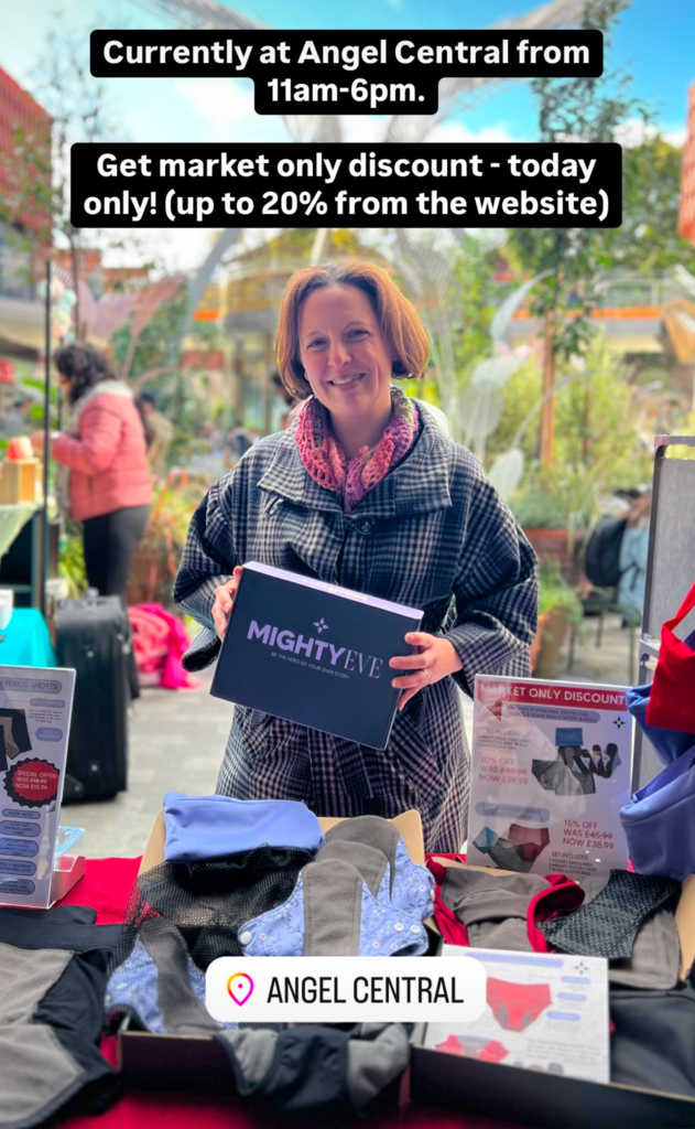 Mighty Eve at Angel Central Shopping Centre - with our New Mighty Protection Period Shorts