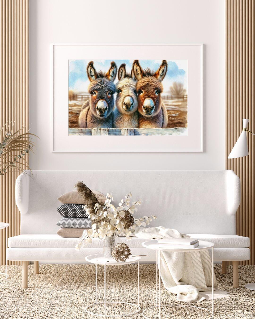 Three Donkeys Wall Art | Unique Home Decor