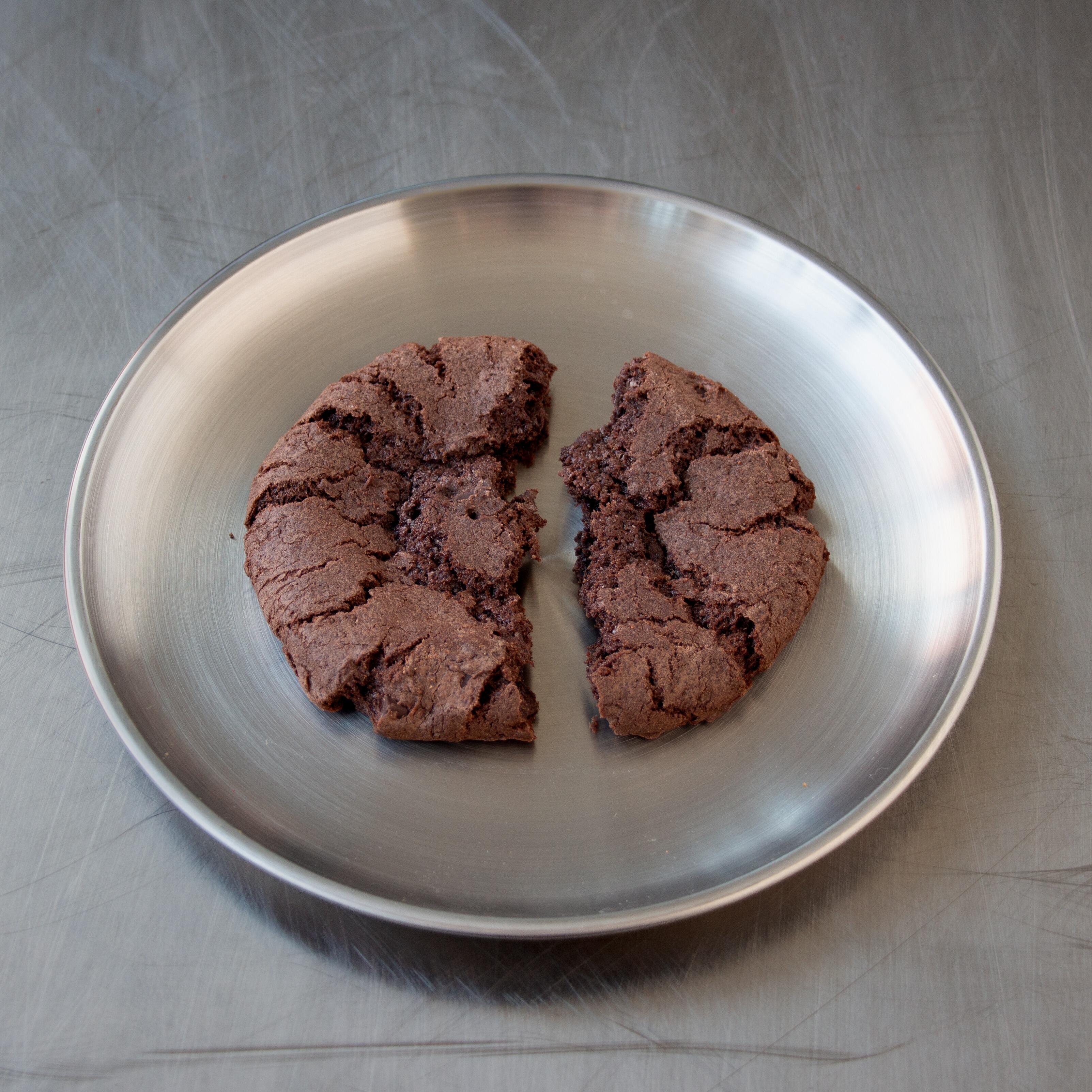 Broken Double Chocolate Cookie on plate