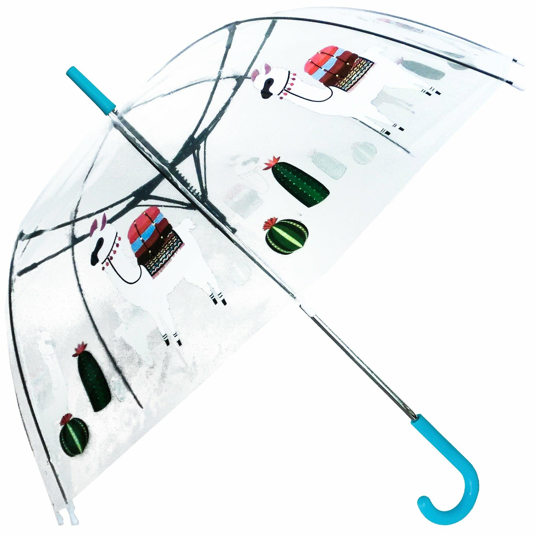 Llama with Cacti Transparent Straight Umbrella - Blooms of London - Designs inspired by nature