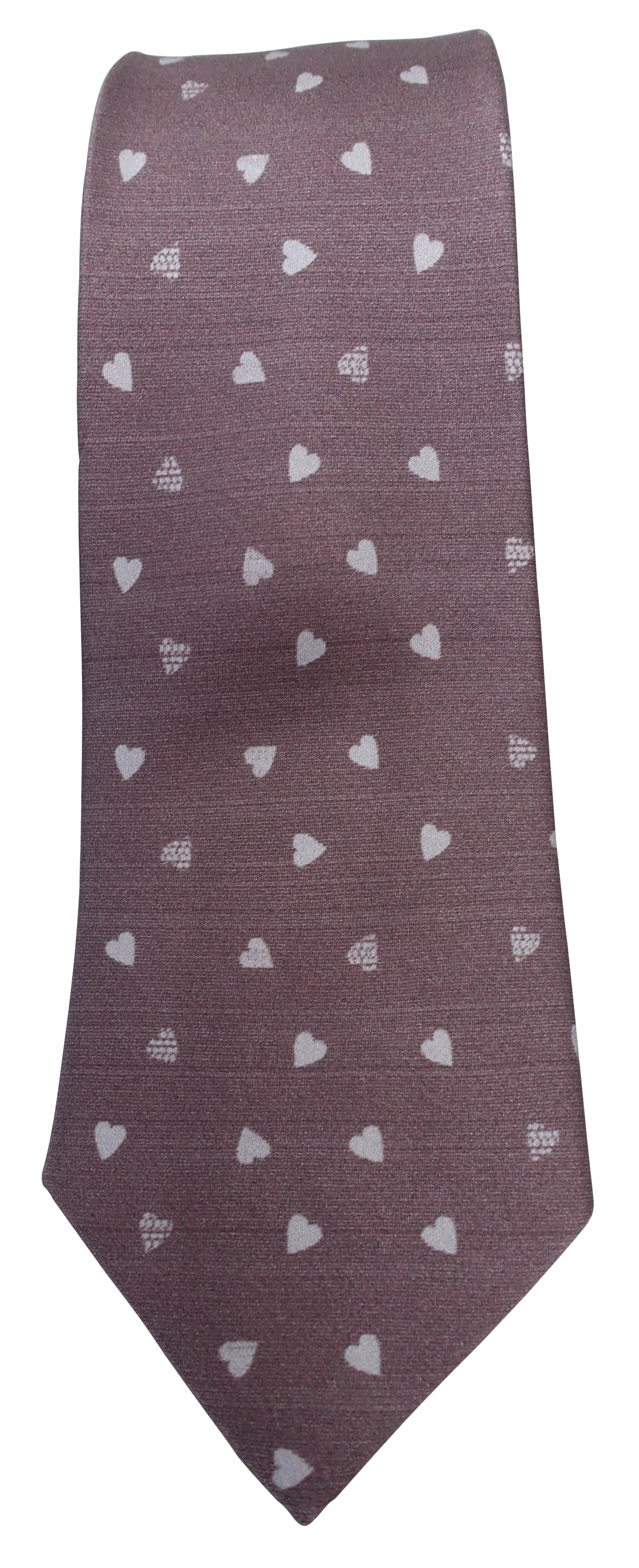 Hearts Print Mauve Silk Tie - Blooms of London - Designs inspired by nature