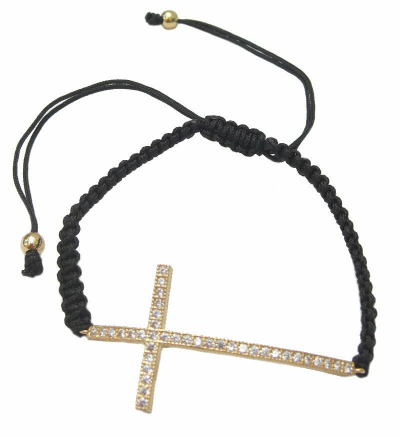 Cross macrame black bracelet - Blooms of London - Designs inspired by nature