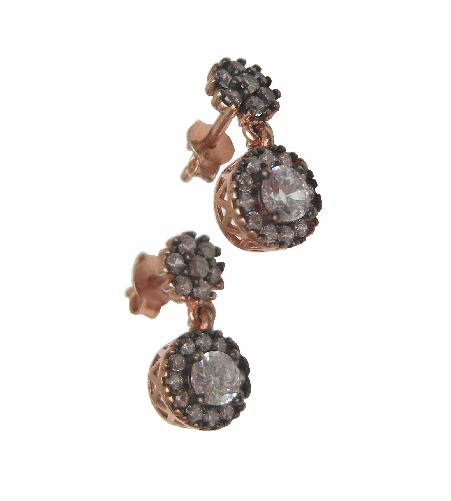 Round diamond shape rose gold vermeil earrings - Blooms of London - Designs inspired by nature