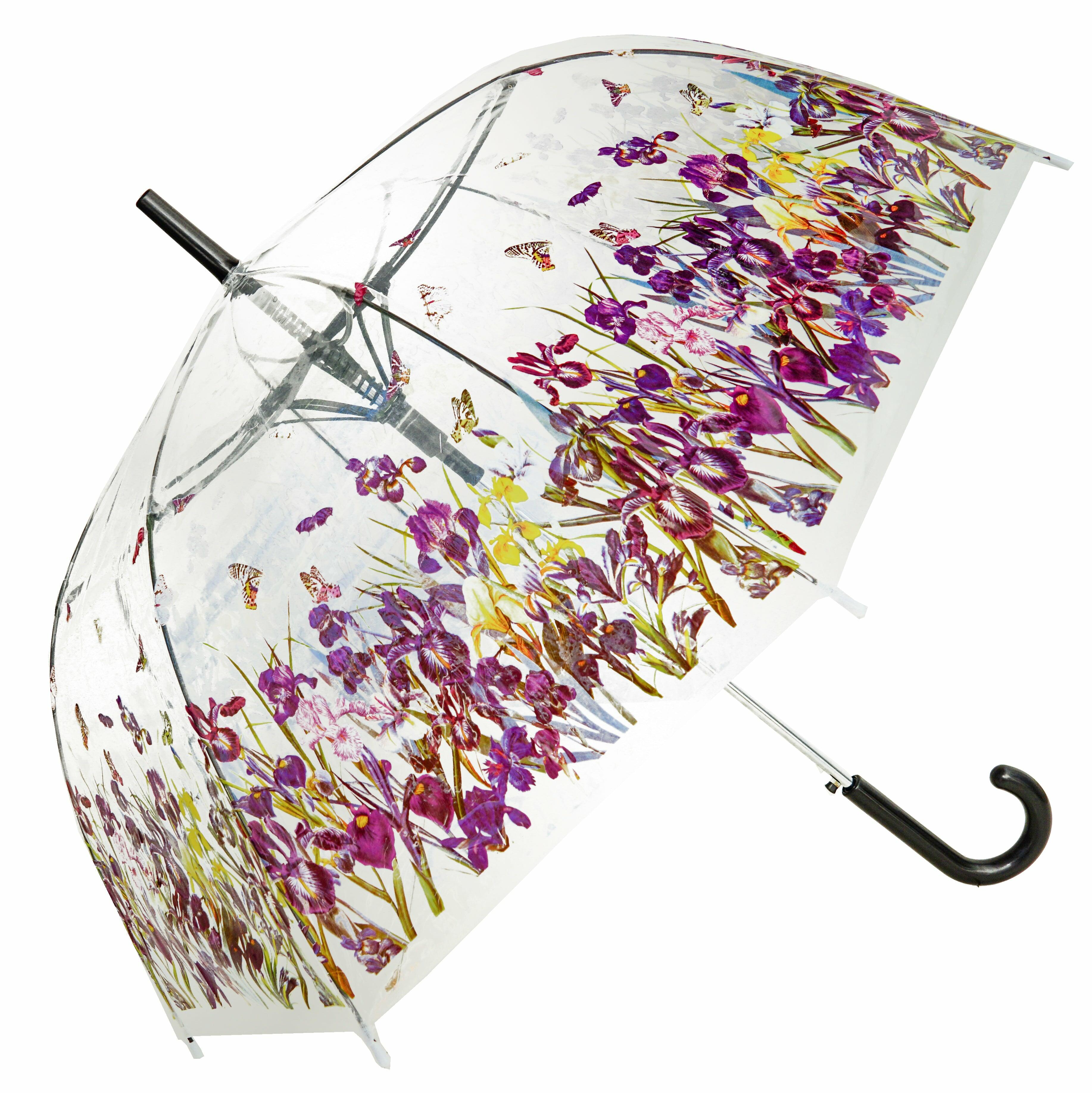 Iris Field Transparent Straight Umbrella - Blooms of London - Designs inspired by nature