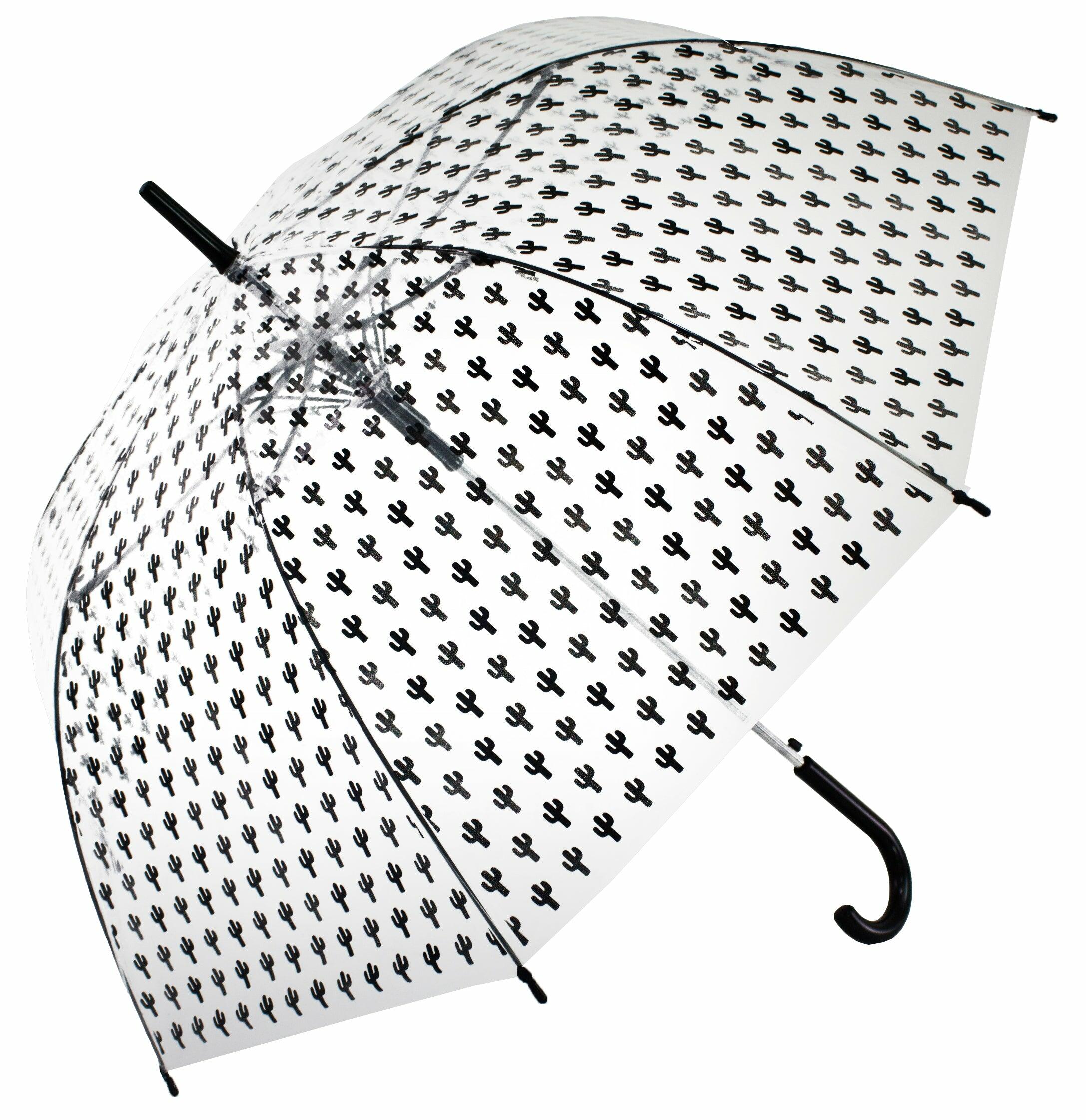 Gray Small Cacti Transparent Umbrella - Blooms of London - Designs inspired by nature