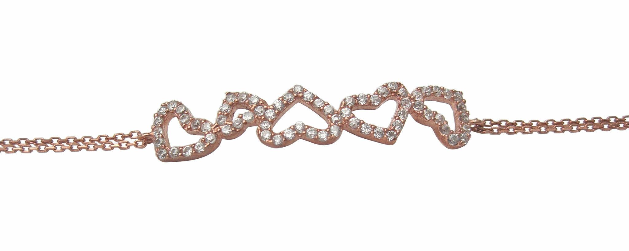 Multiple hearts rose gold bracelet - Blooms of London - Designs inspired by nature