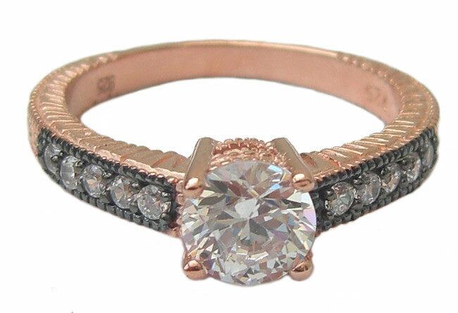 Rose gold vermeil ring encrusted round crystal stone - Blooms of London - Designs inspired by nature